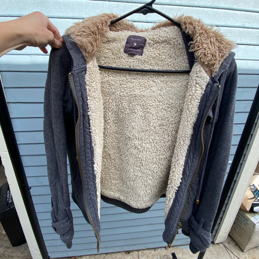 Forever21 grey hoodie jacket